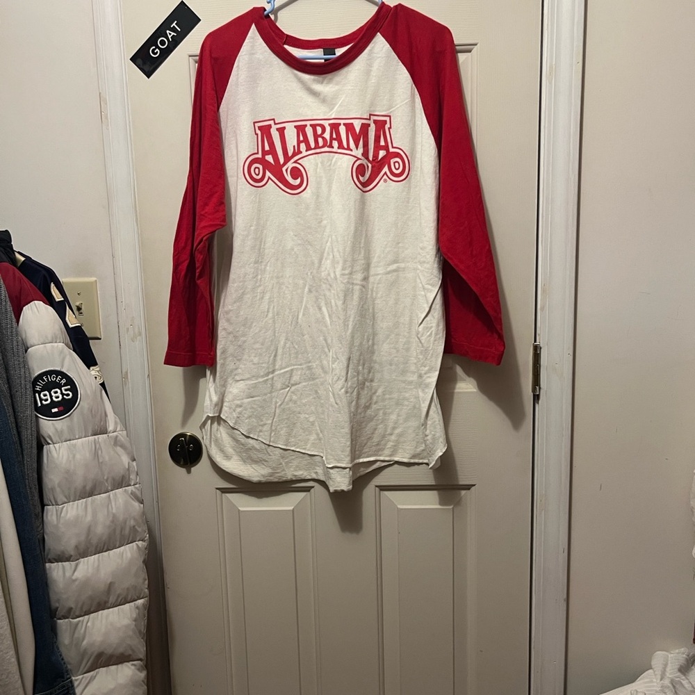 Alabama Women's Red and White Long Sleeve Tee